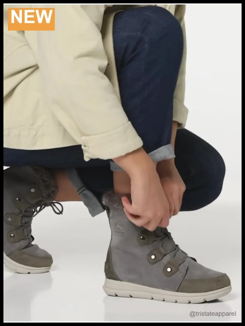 Sorel Explorer Joan Waterproof Suede Leather Snow Boots Slip-On Insulated